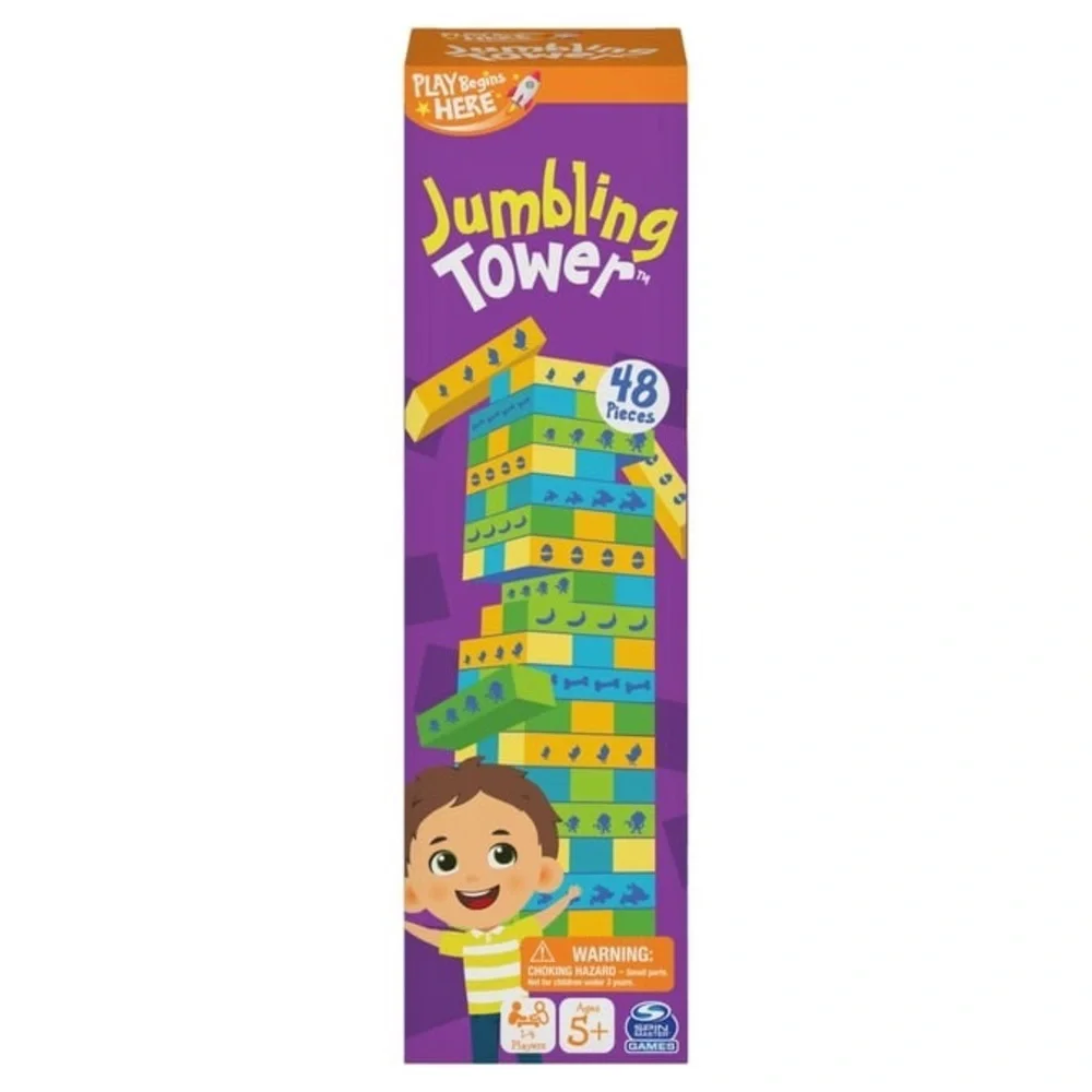 ❤️🆕 SPIN MASTER Games Play Begins Jumbling Tower Game for Families SEALED